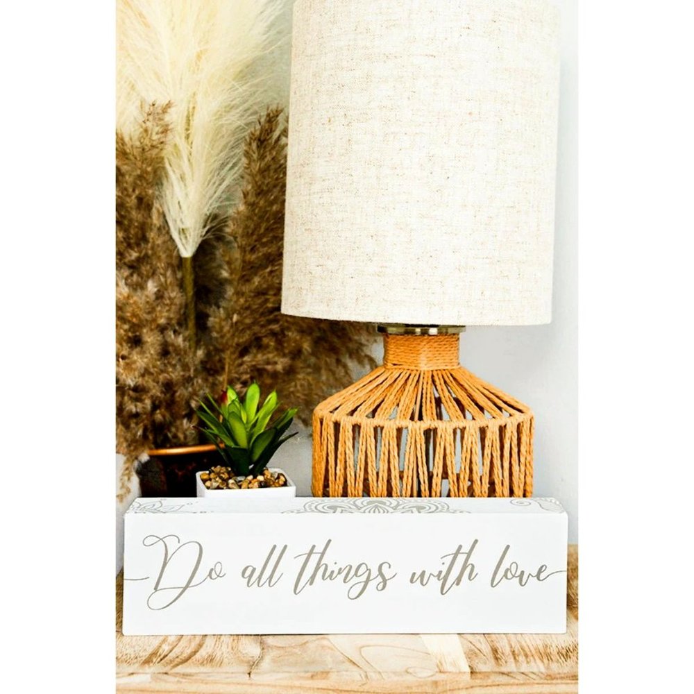 Do All Things With Love. Wooden Box Sign. Home or Wedding Décor. NWT.